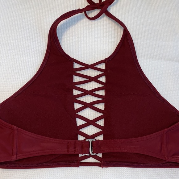 Hollister Bikini Top Cross Cross Halter Black Burgundy Size XS Bundle - Picture 3 of 10